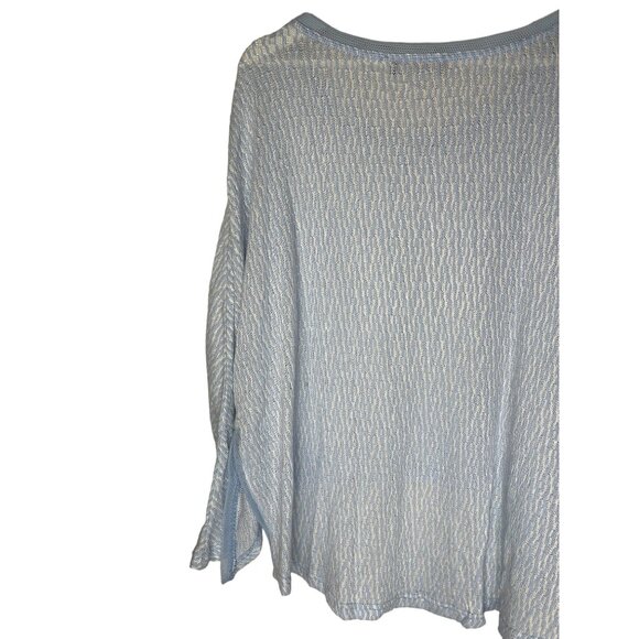 Anna Grace Oversized Knit Sweater Blue White Medium Layered Casual Fall - Picture 10 of 13
